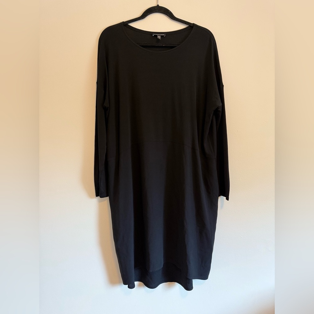 Eileen Fisher (M) 100% silk mixed media dress